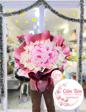 Bó hoa sáp màu hồng pastel siêu dễ thương - HT033