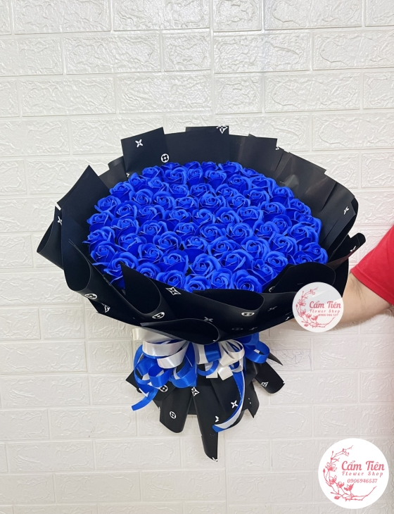Bó hoa hồng sáp xanh dương - HT019